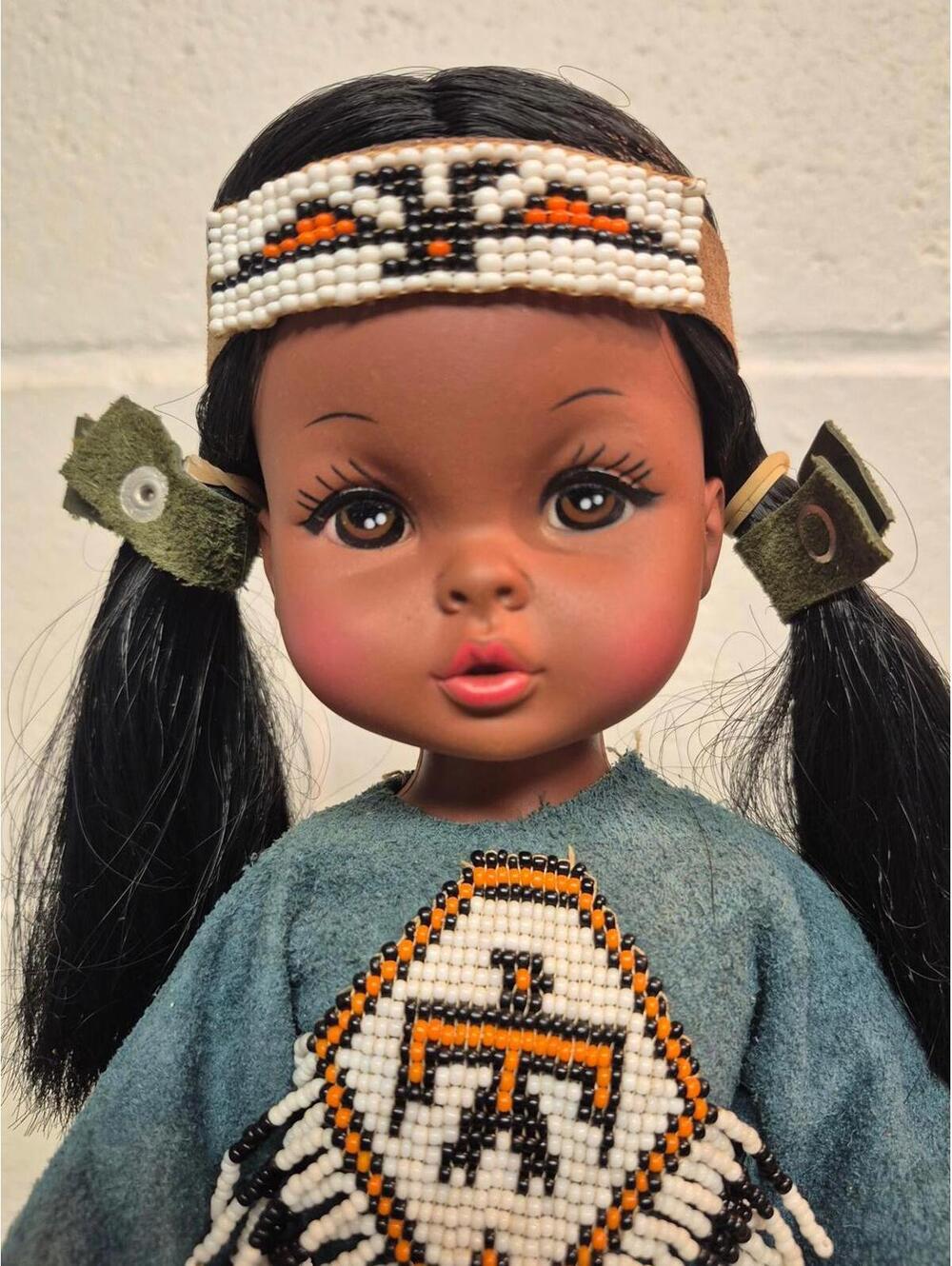 Vintage Regal Toy Ltd. Native American Doll with Beaded Outfit